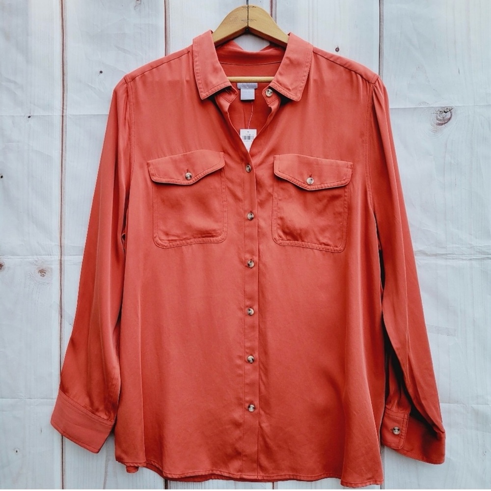 Chicos soft bamboo/modal shirt in coral